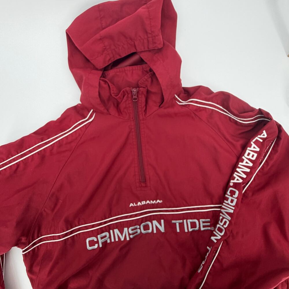 Red Oak Alabama Crimson Tide 1/4 Zip Windbreaker Hood Jacket Mens Size Medium